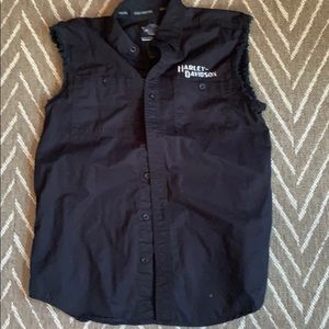 Harley-Davidson cut off button down shirt